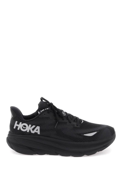 Hoka One One Clifton 9 Gtx Rubber-trimmed Mesh Sneakers In Black