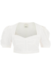 Isabel Marant Fania Puff-sleeve Crop Bustier Top In White