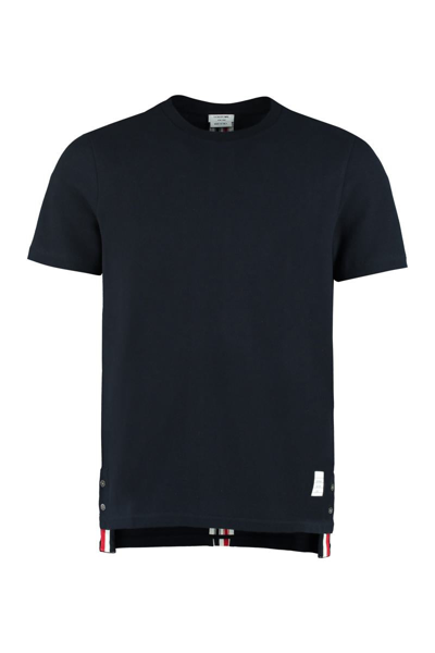 Thom Browne Rwb Stripe Piqué T Shirt Navy In Multi-colored