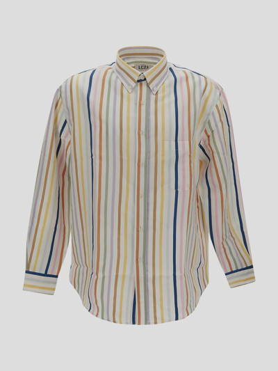 Lc23 Multicolor Striped Shirt In White