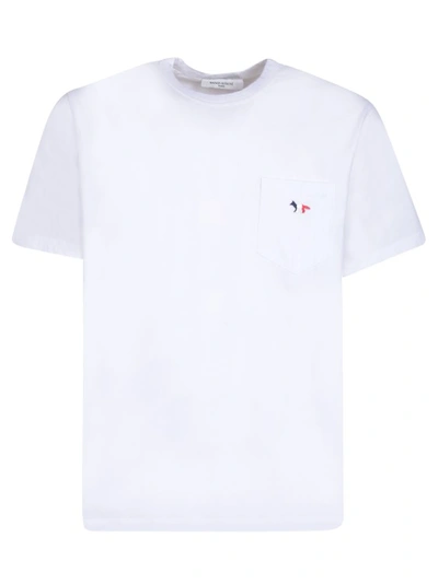 Maison Kitsuné White Embroidered Logo T-shirt