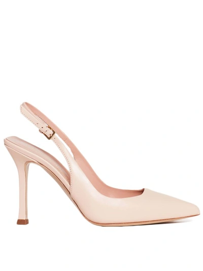 Ninalilou 90mm Heel Powder Leather Slingback In Neutrals