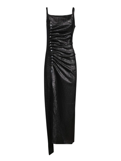 Rabanne Stud-detailed Metallic Maxi Dress In Black
