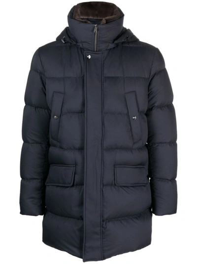 Herno Funnel-neck Hooded Padded Coat In Black