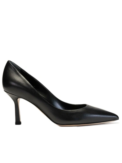 NINALILOU 75MM HEEL BLACK LEATHER PUMPS