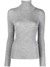 P.a.r.o.s.h High-neck Ribbed-knit Wool Top In Grigio Melange Chair