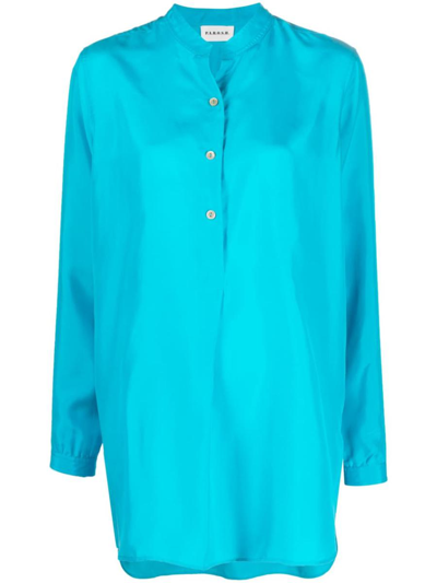 P.a.r.o.s.h. Buttoned Long-sleeve Silk Shirt In Light Blue