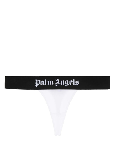 Palm Angels Logo-trim Stretch-cotton Thong In White