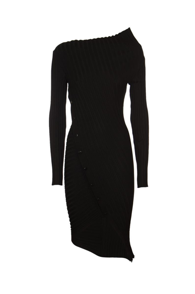 Philosophy Di Lorenzo Serafini Asymmetric Ribbed-knit Dress In Black