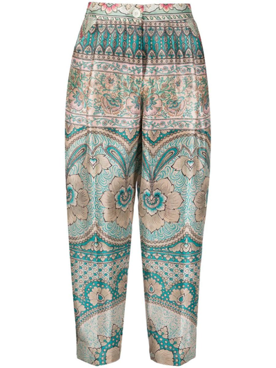 Pierre-louis Mascia Patterned Silk Trousers In Multicolour