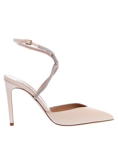 Ninalilou Slingback Blush Pink Strass Bow Pumps In Neutrals