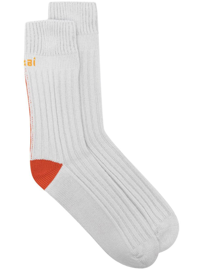 Sacai Logo Socks In Grey