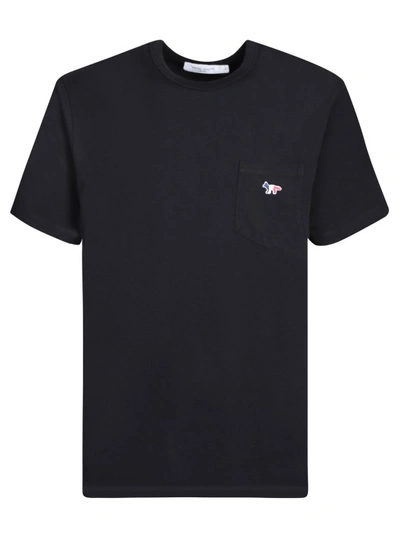 Maison Kitsuné Black Embroidered Logo T-shirt