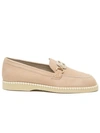 Hogan Woman Loafers Beige Size 9 Textile Fibers In Pink