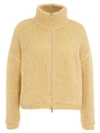 Herno Crochet-knit High-neck Cardigan In Brown