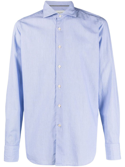Tintoria Mattei Spread-collar Cotton Shirt In Blue