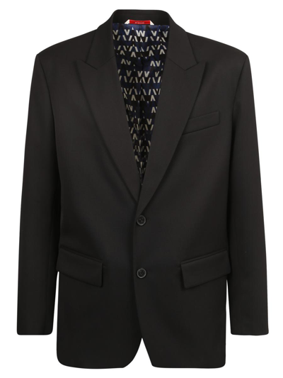 Valentino Single-breasted Virgin Wool-blend Blazer In Nero