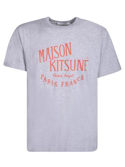 Maison Kitsuné Grey Cotton Logo Print T-shirt