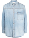 Valentino Vlogo Denim Shirt In Denim Blu Lav Chiaro
