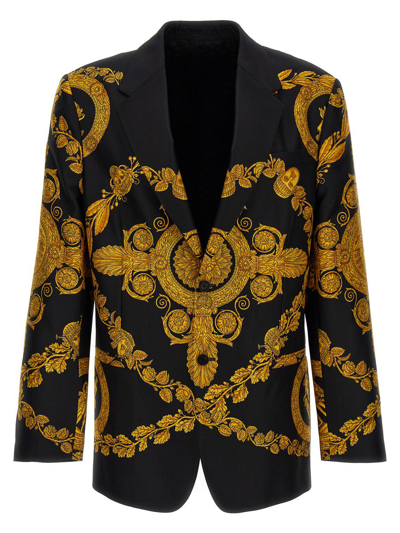 Versace Maschera Baroque Print Blazer In Black