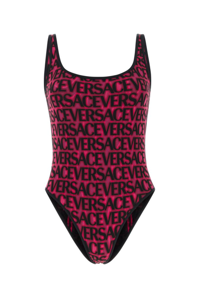 Versace Swimsuits In Blacktropicalpink
