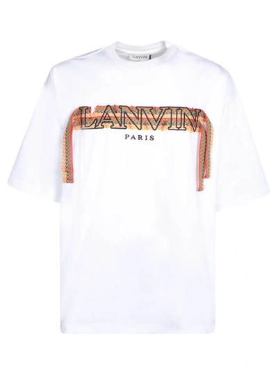 LANVIN WHITE EMBROIDERED LOGO ON THE FRONT T-SHIRT