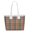 BURBERRY VINTAGE CHECK PATTER COTTON/LEATHER BLEND TOTE BAG