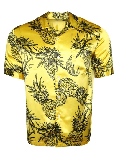Shangri La Pineapple Print Hawaiian Shirt In Yellow