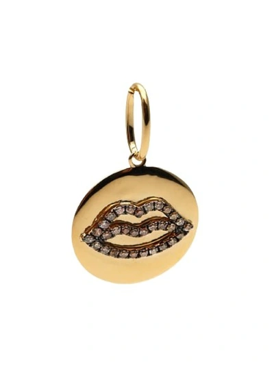 Rosa De La Cruz Champagne Diamond Lips Medallion 18mm In Not Applicable