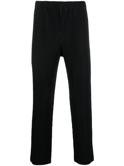 Issey Miyake Basic Pleats Straight Leg Trouser In 15 Black