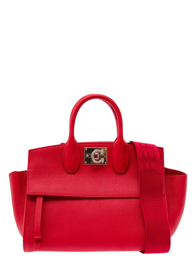 Ferragamo Salvatore  Studio Soft Tote Bag In Red