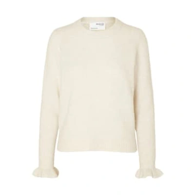 Selected Femme Slfsia Sweater With Ruffle Sleeve