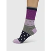 THOUGHT SPW898 RONDEL SPOT AND STRIPE BAMBOO ANKLE SOCKS IN MAGENTA PINK