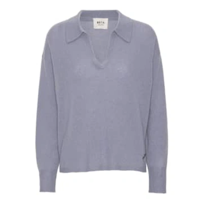 Beta Studios Greta Polo Mongolian Cashmere Sweater | Slate Grey