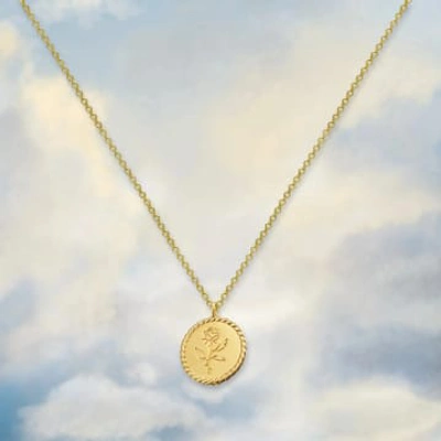 Junk Jewels Rose Coin Necklace In Gold