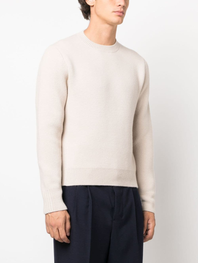 Lanvin Men Fitted Crewneck In Mix Cashmere In 030 Paper