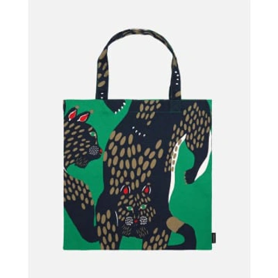 Marimekko Shopper Bag Ilves Lince Rossa In Green