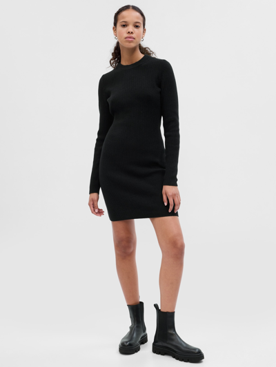 Gap Cashsoft Rib Mini Sweater Dress In Black