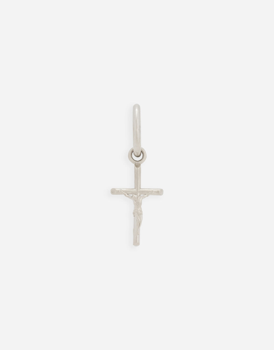 Dolce & Gabbana Single Creole Earring With Cross Pendant In Silver