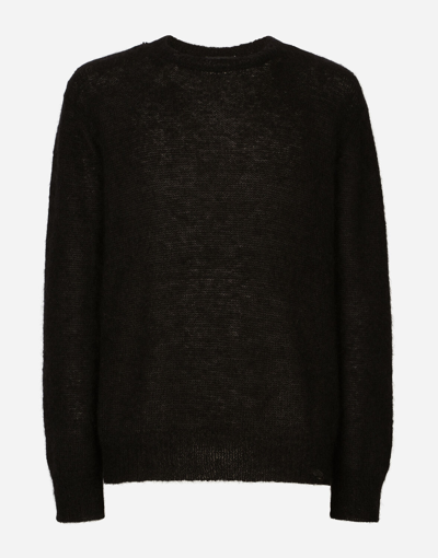 Dolce & Gabbana Round-neck Mohair Wool Sweater In Black