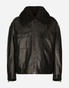 DOLCE & GABBANA BULLSKIN JACKET WITH SHEARLING DETAILS