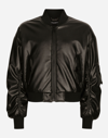 DOLCE & GABBANA FAUX LEATHER JACKET WITH LOGO TAG