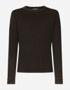 Dolce & Gabbana Long-sleeved Overdyed Jersey T-shirt In Black