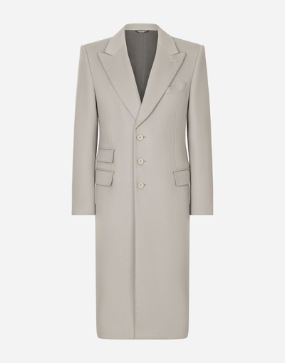 Dolce & Gabbana Single-breasted Double Cashmere Coat In Grey