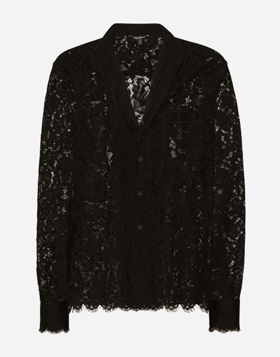 Dolce & Gabbana Cordonetto Lace Shirt In Black