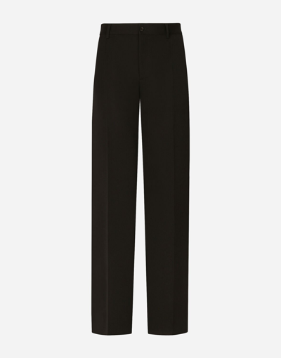 Dolce & Gabbana Straight-leg Wool Trousers In Black