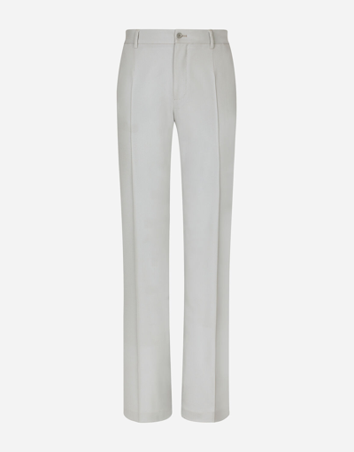 Dolce & Gabbana Stretch Wool Twill Pants With Straight Leg In Grey