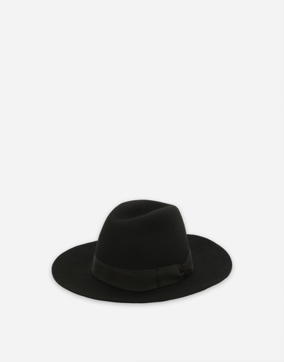 Dolce & Gabbana Wool Felt Fedora Hat In Black