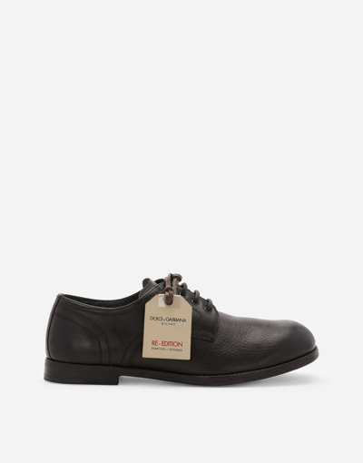 Dolce & Gabbana Leather Derby Shoes In Black