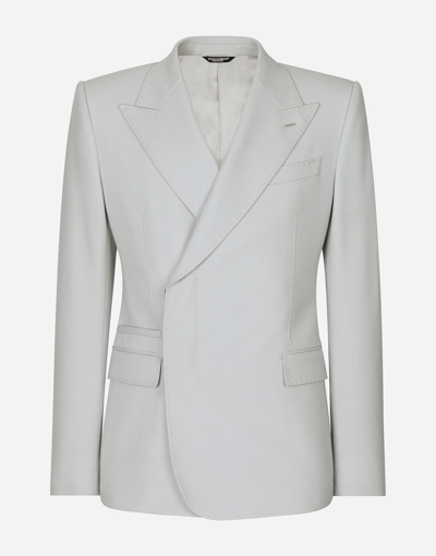 Dolce & Gabbana Double-breasted Stretch Wool Sicilia-fit Jacket In Light_grey